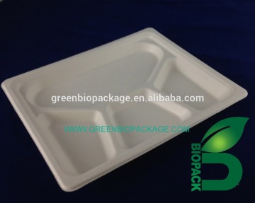 Square 5 Compartments tray, biodegradable lunch trays, eco-friendly