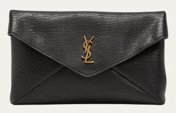Envelope pouch clutch bag in leather
