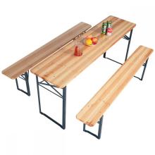 Juego de mesa plegable de madera con banco