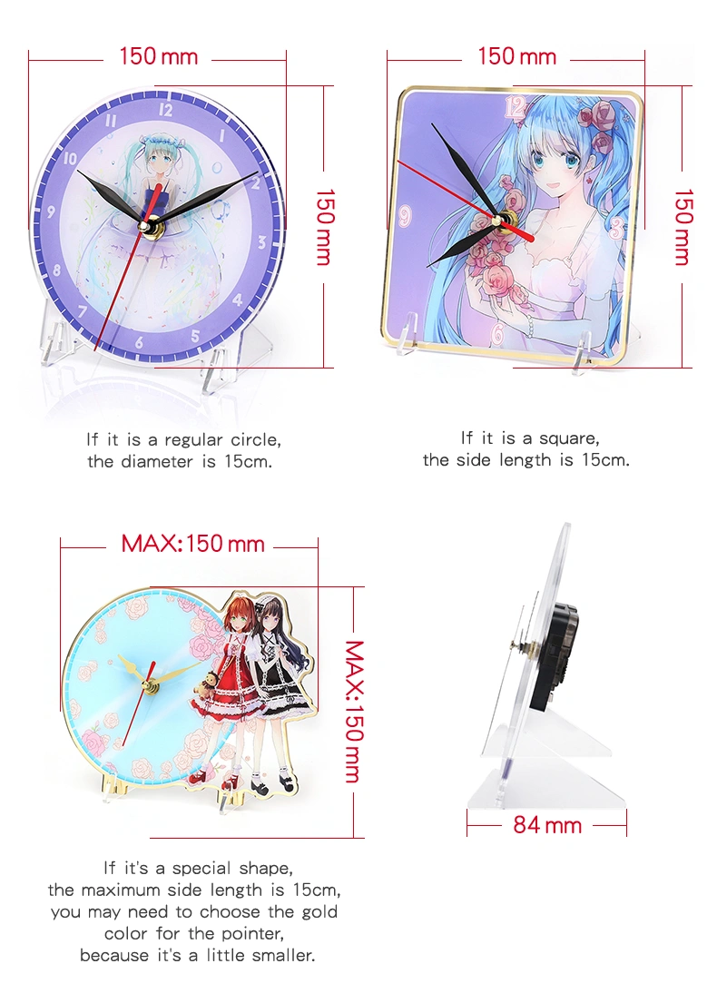 Decorative Wall Clock Anime Desk Crystal Metal Clock Acrylic Clock