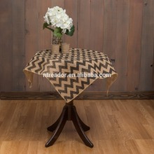 brown chevron burlap table overlay