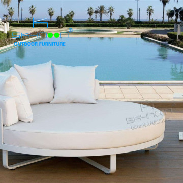 Top Garden Sofa Aluminium Lounge Relax Outdoor Sofa White Chinese Style Round Bed