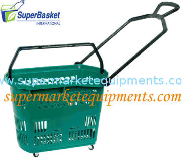 Supermarket Pp Rolling Shopping Baskets / Carts With Four Wheels Model-33l, 495x365x370mm