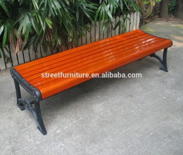 Street furniture bench wooden backless cast iron bench