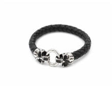 Hand made bracelets skull leather bracelets men jewelry