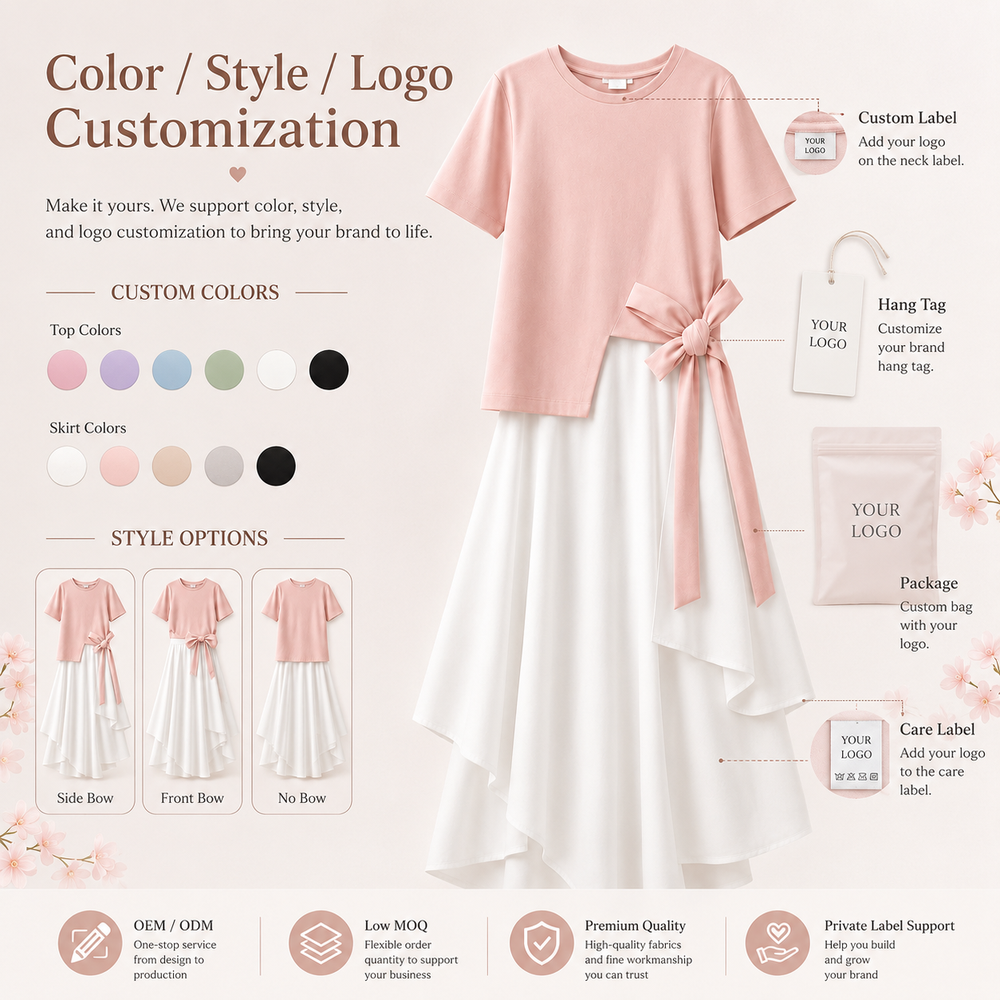 Хлопковая униформа с завязками по бокам и разделенным подолом Cotton Side Tie Split Hem Uniform