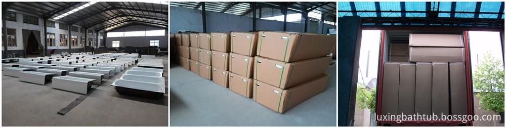 Packing and loading of steel bathtub with apron