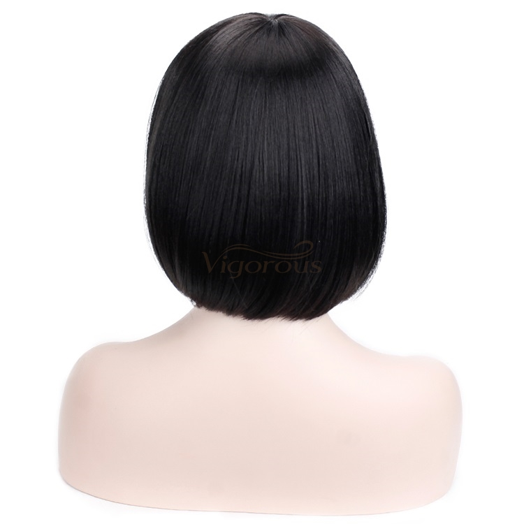 Vigorous Pixie Cut Short Hair Wig Straight with Flat Bangs Synthetic Bob Hair Colorful Cosplay Daily Party Wig for Women