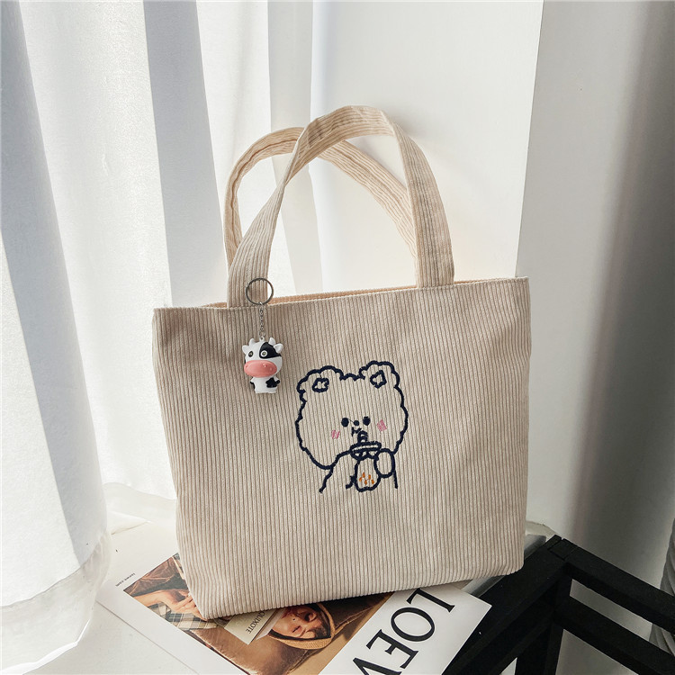 Custom Corduroy Women Tote Bags Casual tote bag corduroy cloth shopping bag