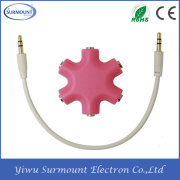 ABS earphone music splitter 6 in 1 Customize logo music earphone jack splitter