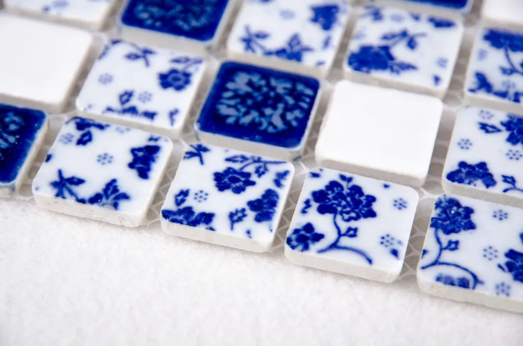 Exquisitely Made Small Chip Size Glazed Ceramic Mosaic Tile Flowers