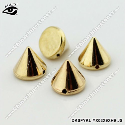 Sew on ABS metal plated plastic 8mm cone studs with holes for clothing