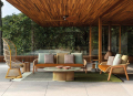 Garden de style européen moderne canapé extérieur en bois