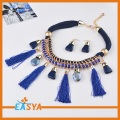 Conjunto de joyas de marca collar colgante azul