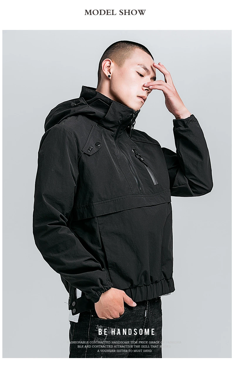 Man Outdoor Breathable Fashion Windbreaker Hiking Jacket Hooded Waterproof Jacket