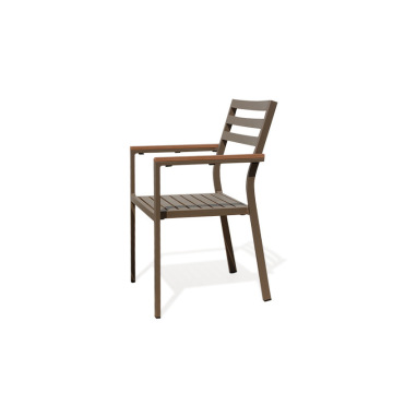Stacking Aluminum Frame Teak Outdoor Dining Chair