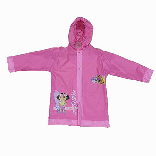 ของสาวสีชมพูน่ารักพีวีซีเสื้อกันฝนพร้อมฮูด