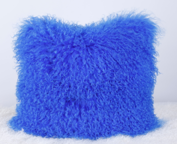 Tibet Sheepskin Pillow Blue