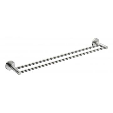 Stainless double towel rail on wall