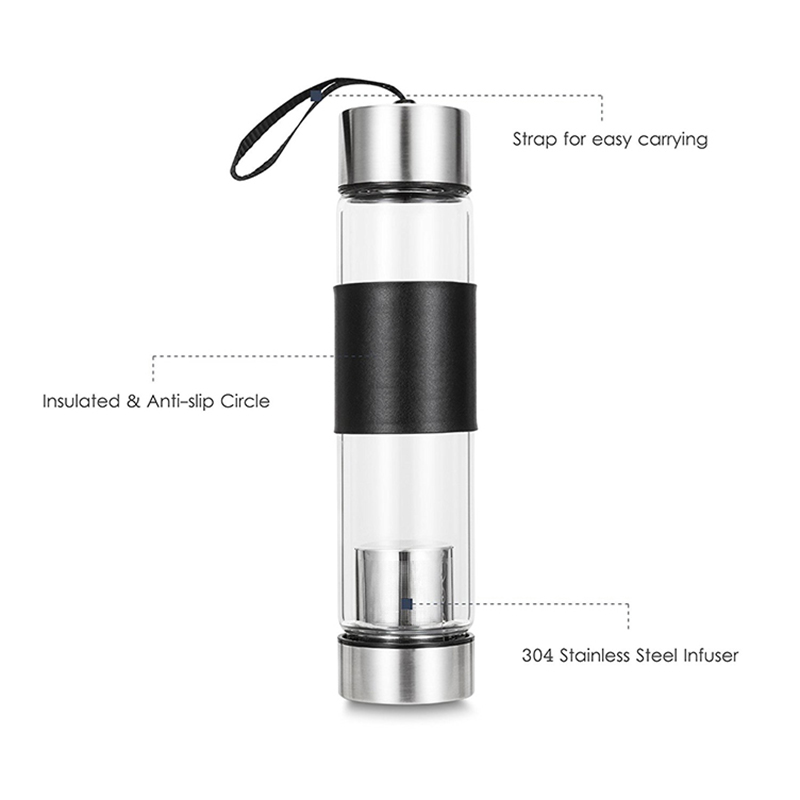 Hot Selling Glass Tea and Fruit Infuser Water Bottle with Band