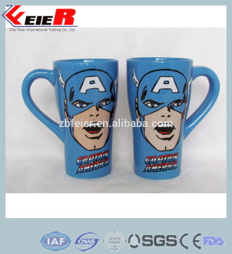 Ceramic souvenir spoonmug , Conic shaped ceramic souvenir mug , 330ML ceramic mug