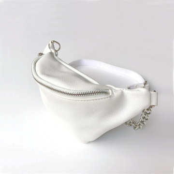 Womens White Leather Fanny Packs Waist Belt Bags