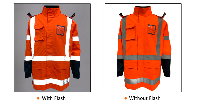 High visibility orange construction safety reflective waterproof jacket