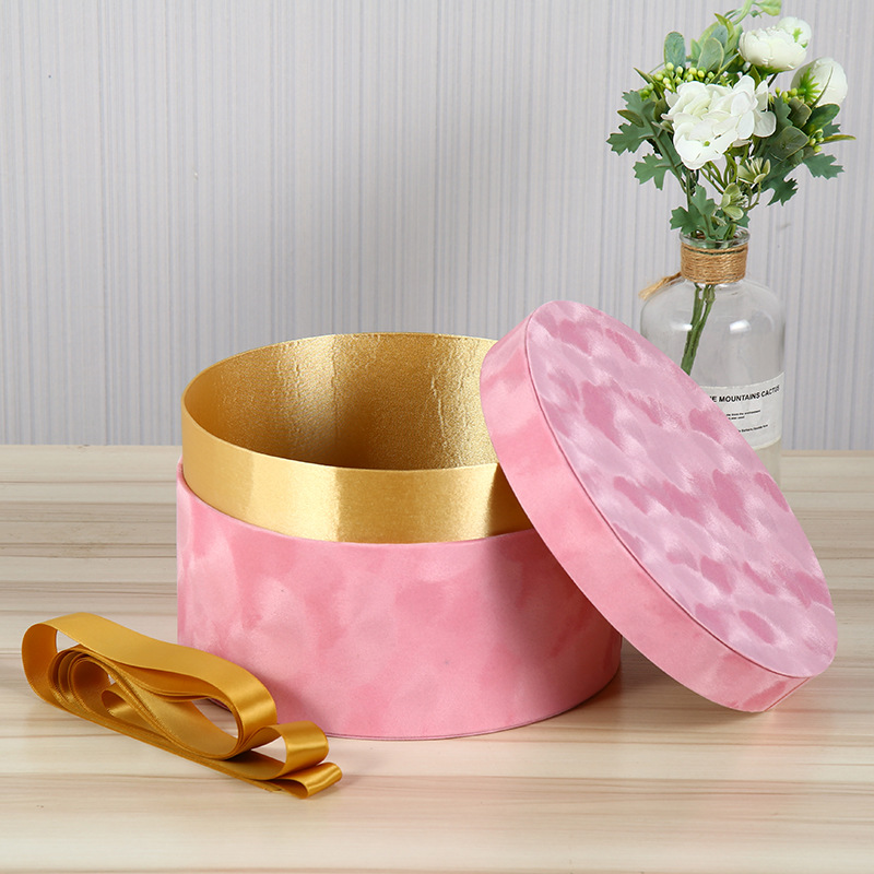 Round Hat Gift Boxes Custom Velvet Flower Box