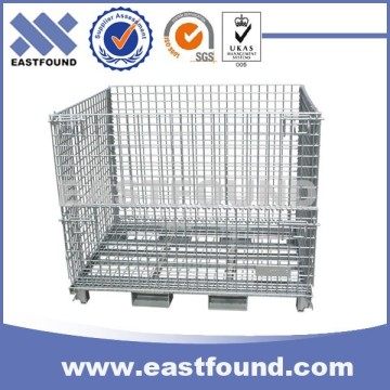 China Galvanized Metal Cage Wire Rolling Warehouse Container