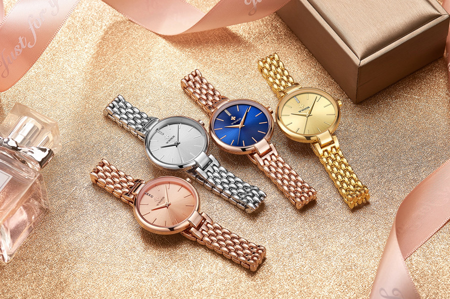 WWOOR 8865 Ladies Watch Quartz Luxury Rose Gold Watches Fashion Dress Wristwatches Stainless Steel Reloj de mujer