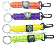 DJ067 wholesale hand-made mixed survival compass rings key chain with black buckle