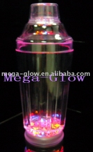 LED flashing cocktail shaker, light up drink ware, LED flashing glass