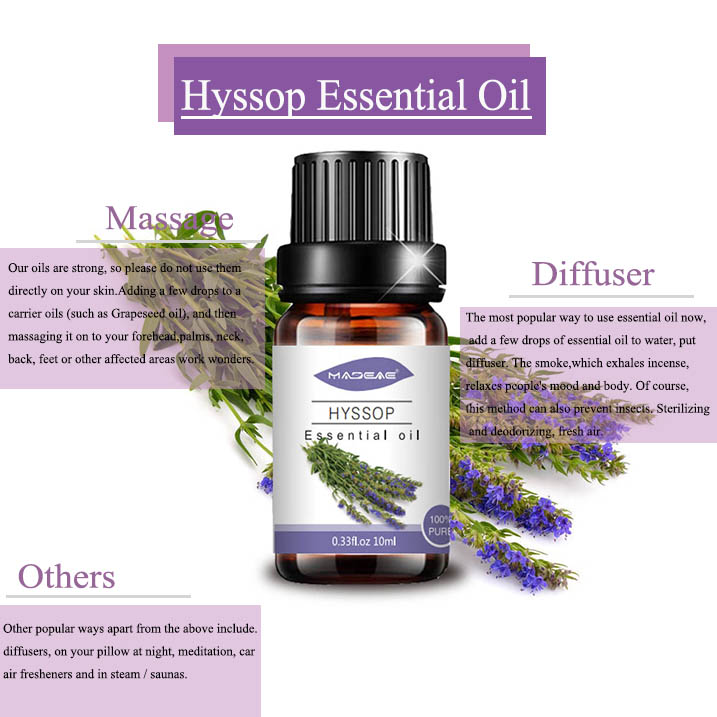 Óleo essencial de Hyssop puro Hyssop para massagem de cosméticos
