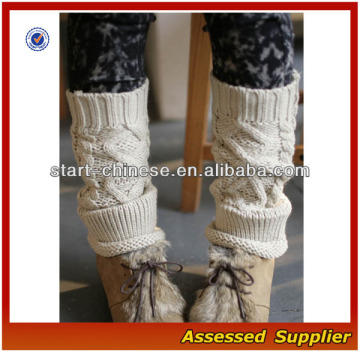 High Quality Ivory Crochet Knitted Leg Warmers/Crochet Knitted Thick Leg Wamers /Cable Knit Crochet Leg Warmer -Shell325