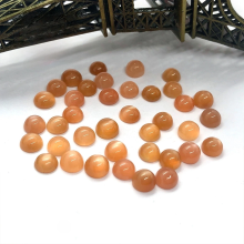 Natural Sunstone Orange Moonstone Round Flat Bottom Plain