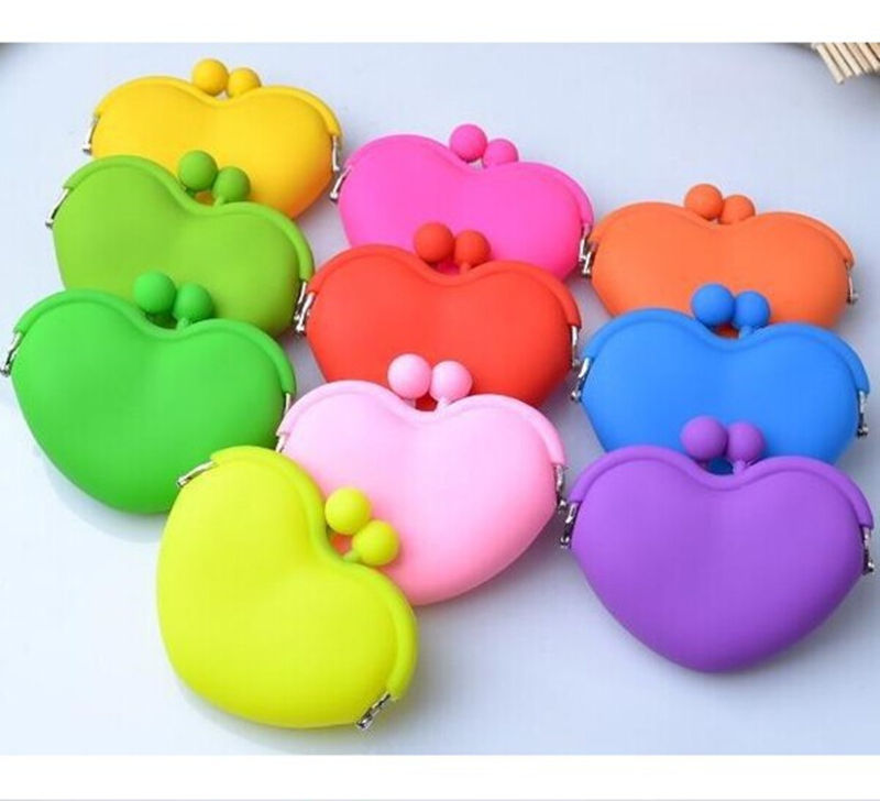 Heart-Shaped Silicone Coin Wallets Key Bag