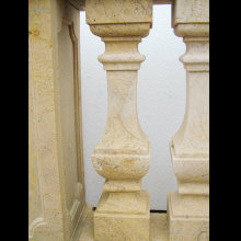 Indoor decoration antique carved yellow stone stair post balustrade for sale