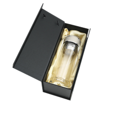 Folding Black Wine Glass Bottle Box with Handle
