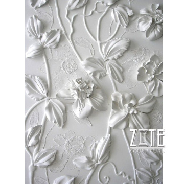 Beautiful decorative stone marble flower wall relief sculpture