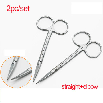 10cm2pc/set straight+elbow Eyelid Tools Scissors Double Eyelid Surgery Tools Eye Beauty Makeup Scissors