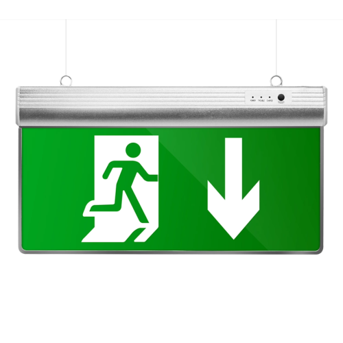 Green emergency exit indicator light