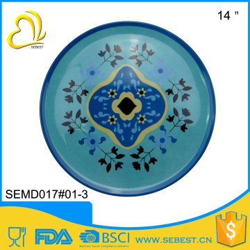 unique design print 14" round restaurant serving dishes