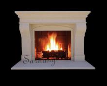 Antique Limestone Marble Fireplace Surround with Overmantel