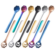 Mini Titanium Gold Coffee Cat Paw Spoon Set