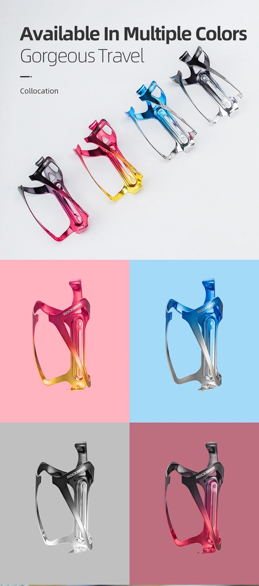 Road Bike Mountain Bike Bottle Holder Aluminum Alloy Riding Water Cup Holder Gradient Colorful Bicycle Bottle Holder