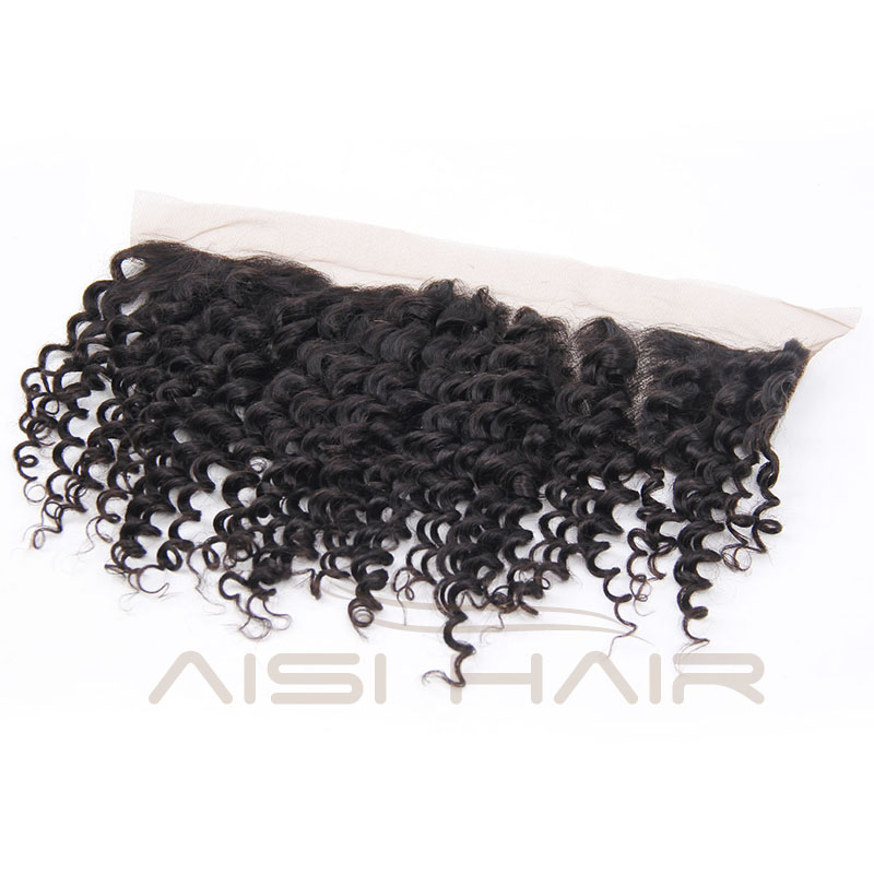 Afro Kinky Curly 13*4 Human Hair Lace Frontal 100% Peruvian  Human Hair