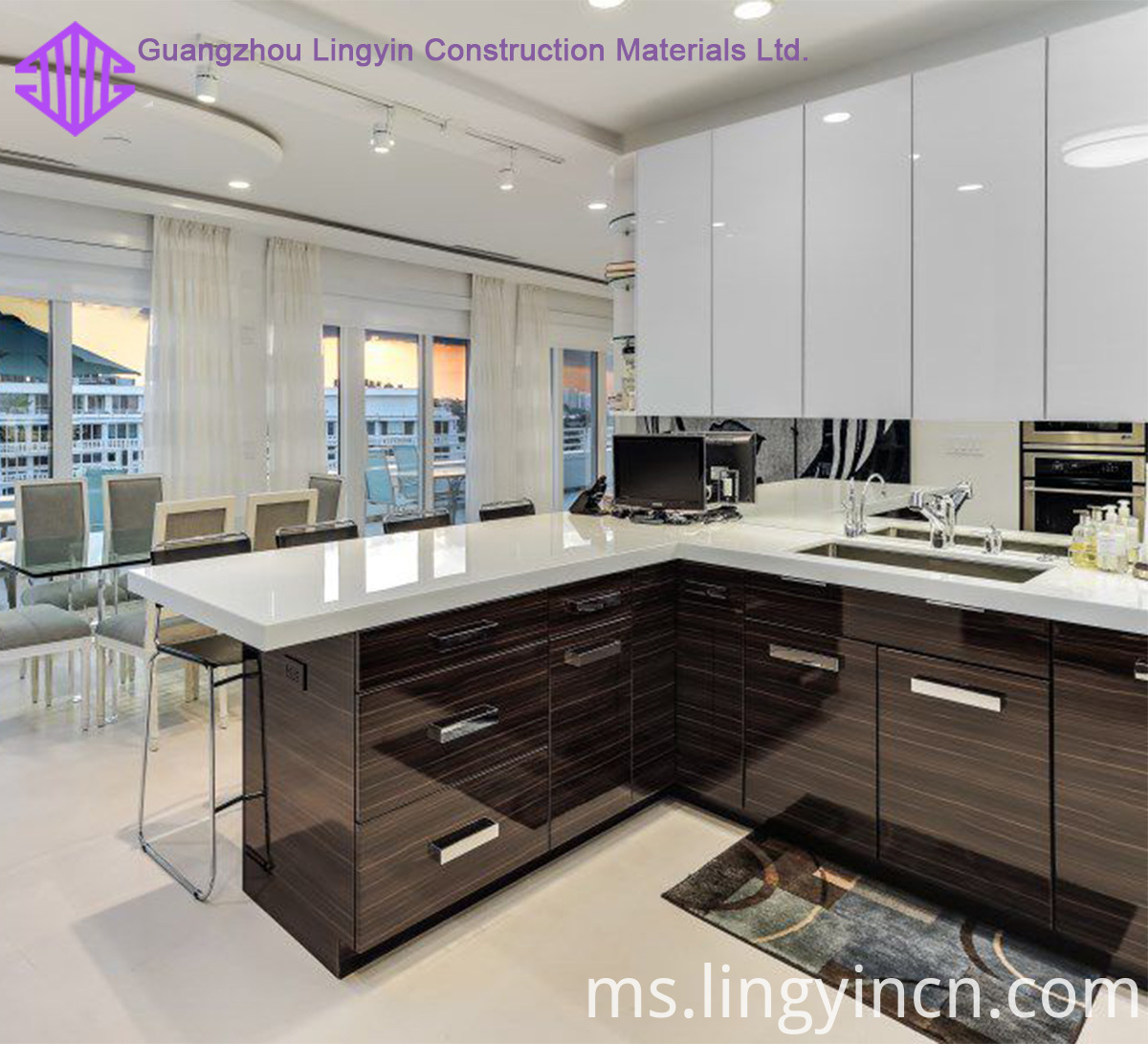 China Kabinet Dapur Blackmodern Akrilik Tinggi Gloss Manufacturers