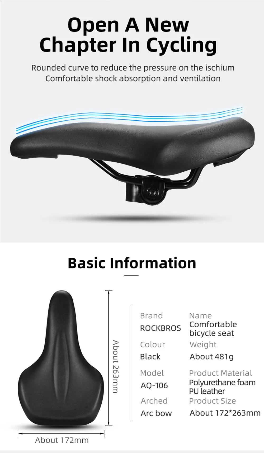 Comfortable Bicycle Saddle Big Butt Saddle Mountain Bike Seat Bicycle Cushion, Hot Sale Bicycle Saddle Spring Bicycle Saddle