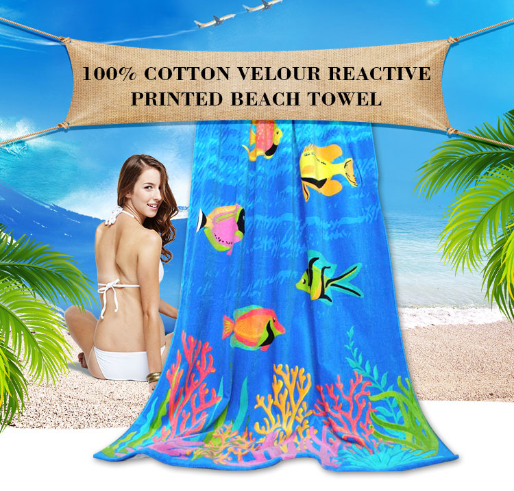 Dolphin printed beach towel 100% cotton to custom