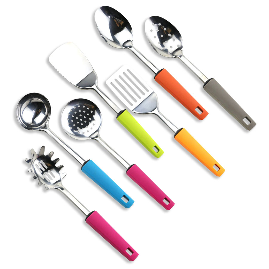 Stainless Steeel Colorful Cooking Utensil Set av 7st